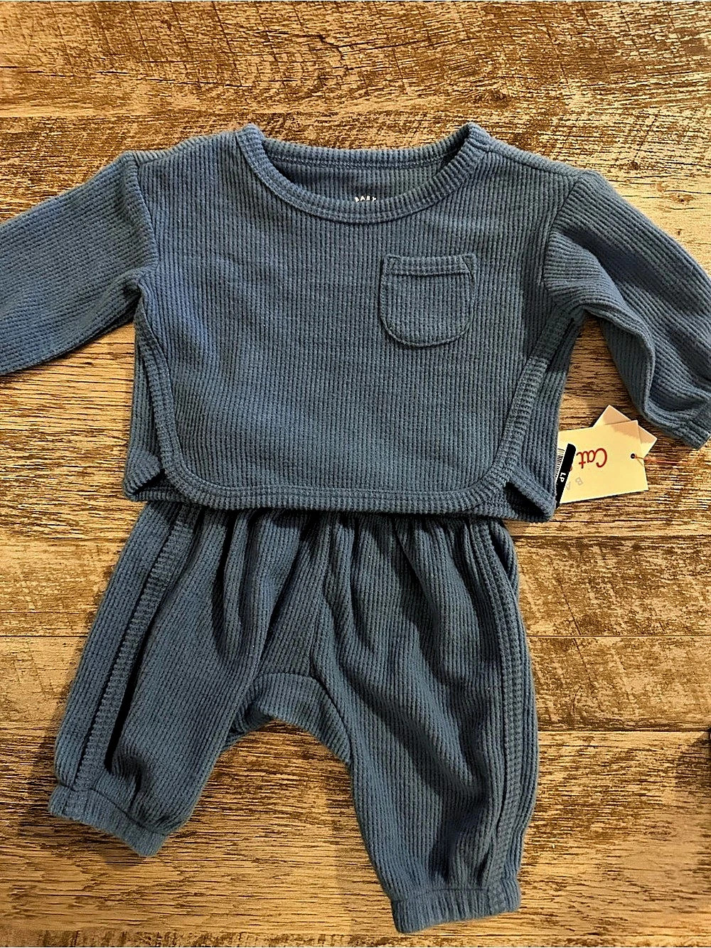 Baby Blue Ribbed Outfit NB